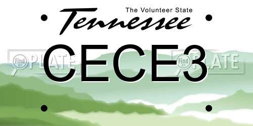 CECE3 Tennessee License Plate