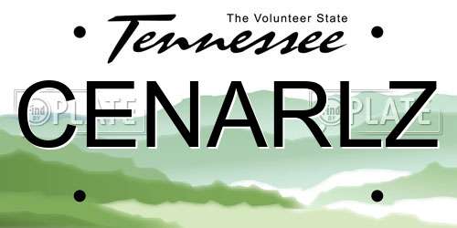 CENARLZ Tennessee License Plate