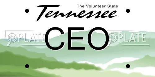 CEO Tennessee License Plate