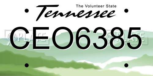 CEO6385 Tennessee License Plate