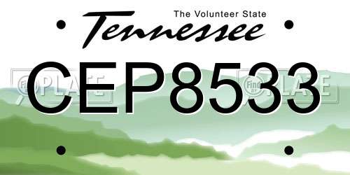 CEP8533 Tennessee License Plate