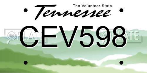 CEV598 Tennessee License Plate