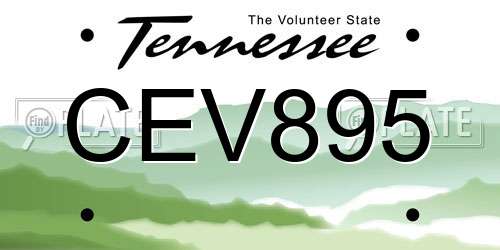 CEV895 Tennessee License Plate