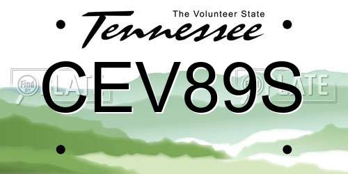 CEV89S Tennessee License Plate