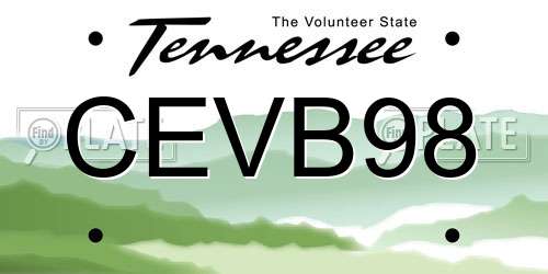 CEVB98 Tennessee License Plate
