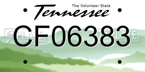 CF06383 Tennessee License Plate