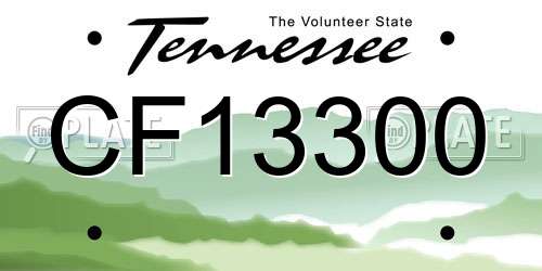 CF13300 Tennessee License Plate