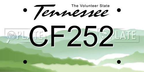CF252 Tennessee License Plate
