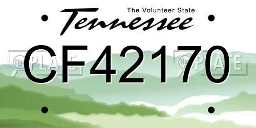 CF42170 Tennessee License Plate
