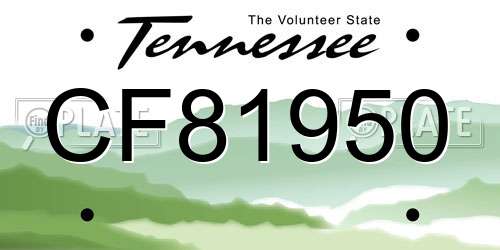 CF81950 Tennessee License Plate