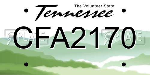 CFA2170 Tennessee License Plate