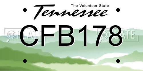 CFB178 Tennessee License Plate