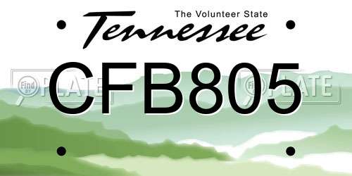 CFB805 Tennessee License Plate