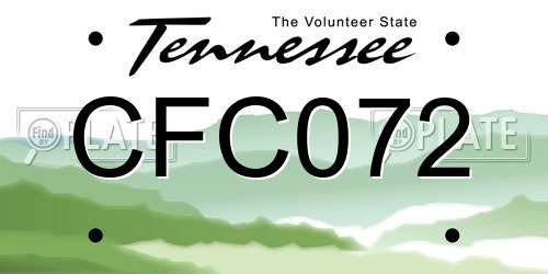CFC072 Tennessee License Plate