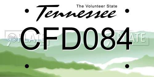 CFD084 Tennessee License Plate