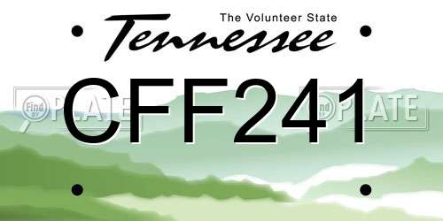 CFF241 Tennessee License Plate