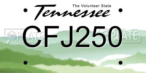 CFJ250 Tennessee License Plate