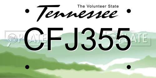 CFJ355 Tennessee License Plate
