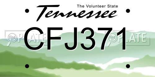 CFJ371 Tennessee License Plate