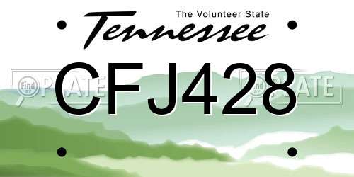 CFJ428 Tennessee License Plate
