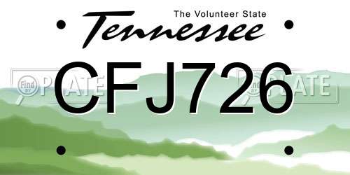 CFJ726 Tennessee License Plate