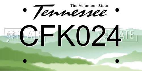 CFK024 Tennessee License Plate