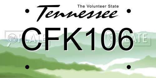 CFK106 Tennessee License Plate