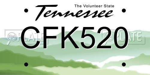 CFK520 Tennessee License Plate