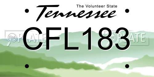 CFL183 Tennessee License Plate