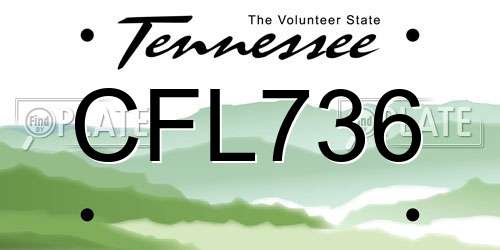 CFL736 Tennessee License Plate