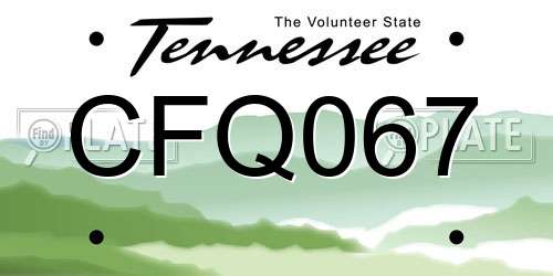 CFQ067 Tennessee License Plate