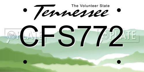 CFS772 Tennessee License Plate