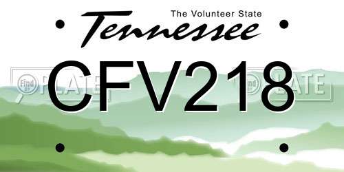 CFV218 Tennessee License Plate