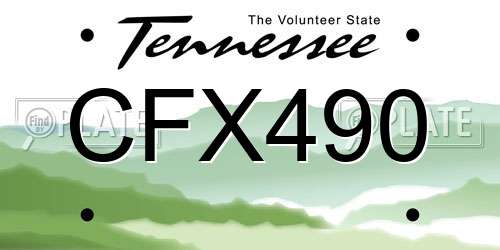 CFX490 Tennessee License Plate