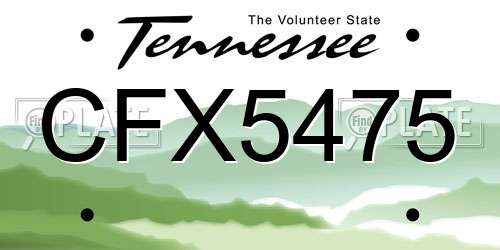 CFX5475 Tennessee License Plate