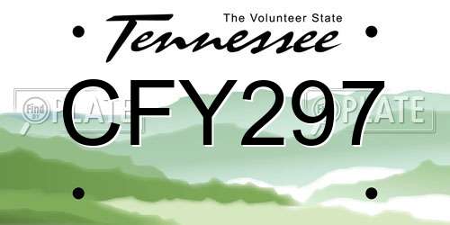 CFY297 Tennessee License Plate