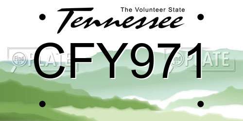 CFY971 Tennessee License Plate