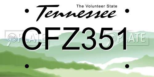 CFZ351 Tennessee License Plate