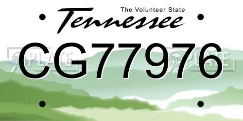 CG77976 Tennessee License Plate