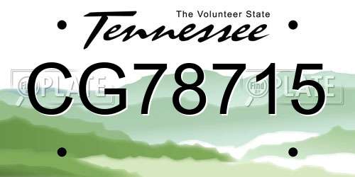 CG78715 Tennessee License Plate