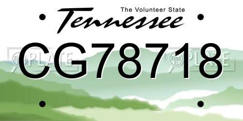 CG78718 Tennessee License Plate
