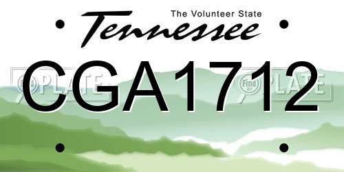 CGA1712 Tennessee License Plate