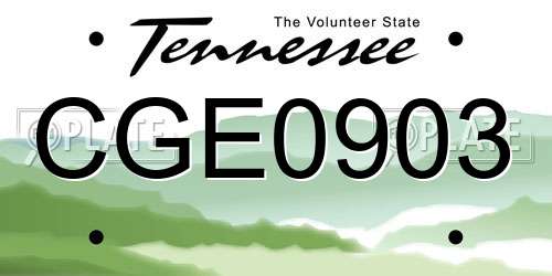 CGE0903 Tennessee License Plate