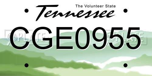 CGE0955 Tennessee License Plate