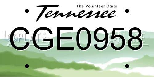 CGE0958 Tennessee License Plate