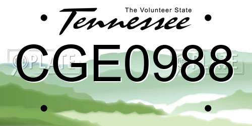 CGE0988 Tennessee License Plate