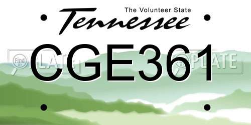 CGE361 Tennessee License Plate