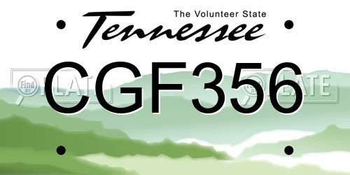 CGF356 Tennessee License Plate