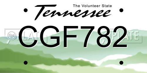 CGF782 Tennessee License Plate