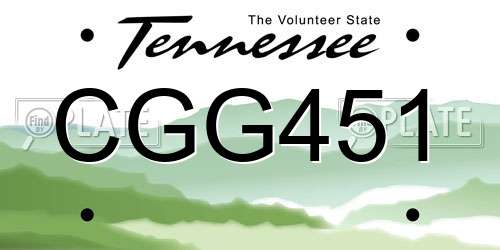 CGG451 Tennessee License Plate
